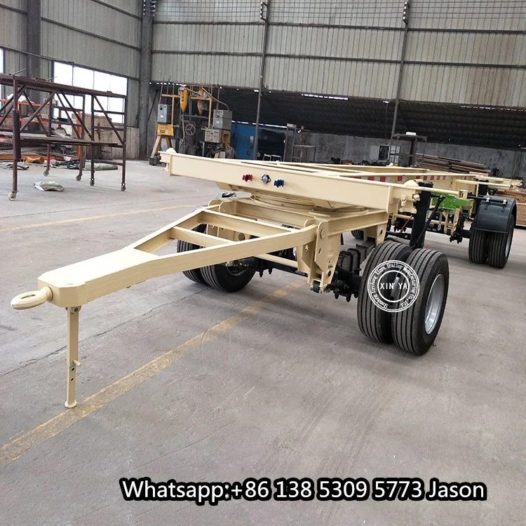 China low price skeleton drawbar full trailer 4 axles container chassis draw bar full trailer for sale