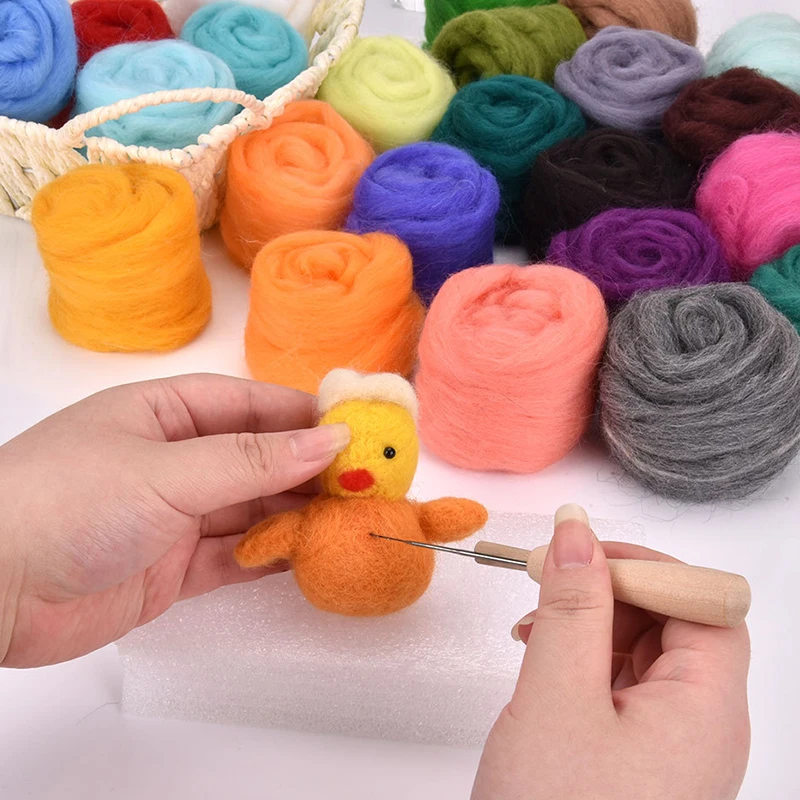 ZENGLONG DIY manual felted wool dolls toys material tools set wholesale handmade felting wool starter kit with needle