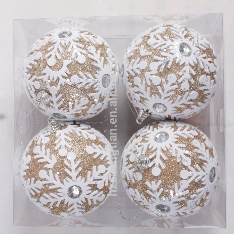 Ornament Glitter Ball for Home and Party Decor round PVC Foam Christmas Tree UV Printed for Crafts Packed in Box