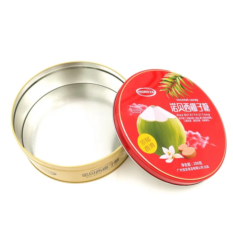 Традиционная круглая Кокосовая конфета, металлическая жестяная коробка