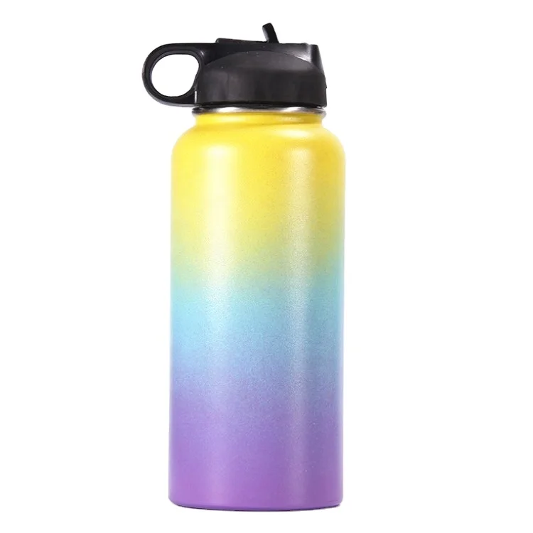 2023 hot sell gradient color water bottle customized logo stainless steel vacuum insulated water bottle  thermos oem