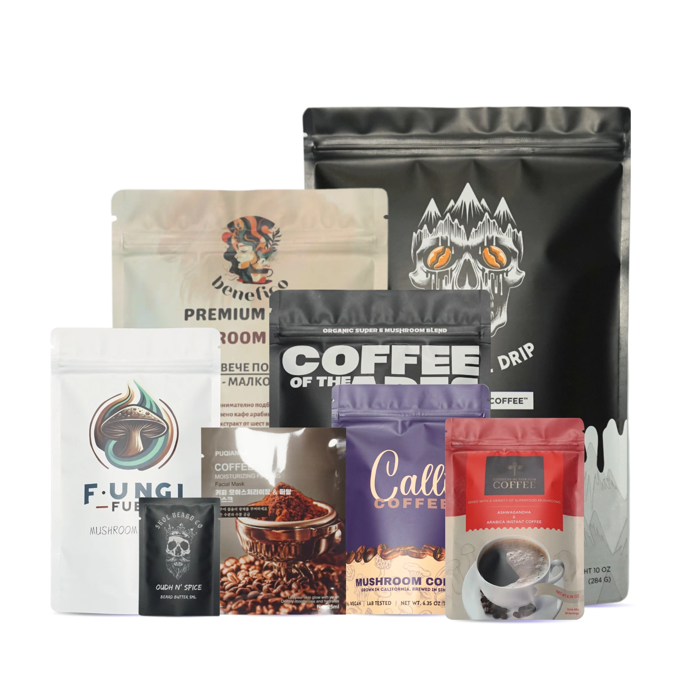 Custom printed plastic food grade packaging supplies for coffee/tea packing aluminum mylar bags stand up pouch bag with zipper