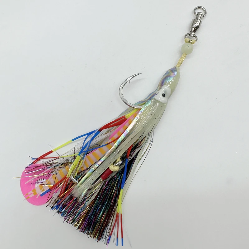 Kevlar soft fishing lure Assist hook Tinsel line  Luminous Octopus Fishing String Hook Bait Double Hooks pesca lures