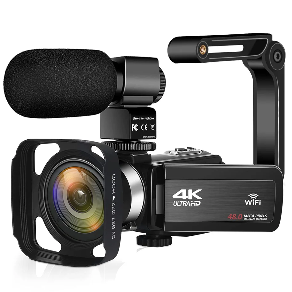 Hot Selling 4K Video Camera Webcam for Youtube 48MP WiFi Built-in Fill Light Video and Photography Touch Screen Camcorder
