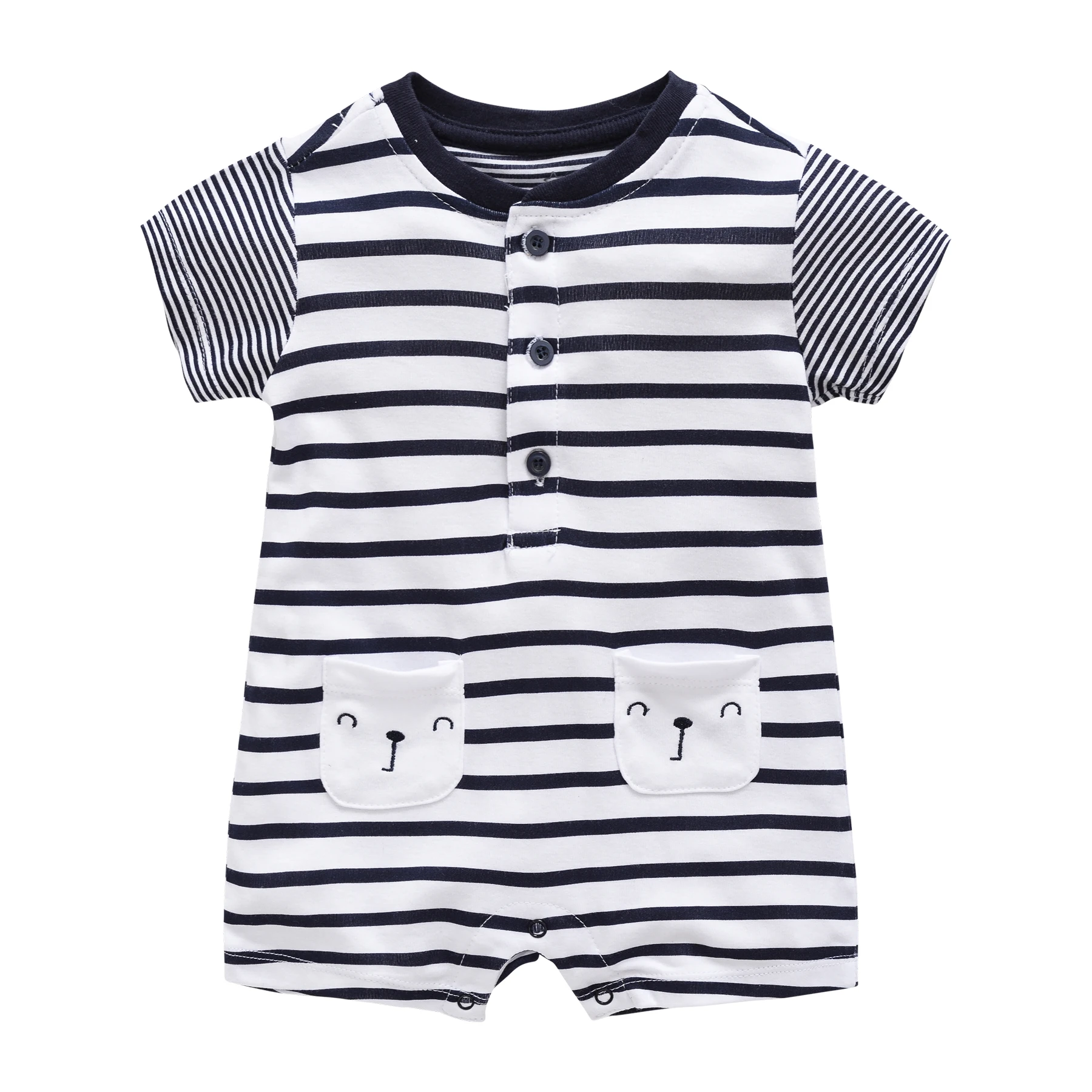 High quality eco friendly baby boy summer romper clothes stripe print for newborn
