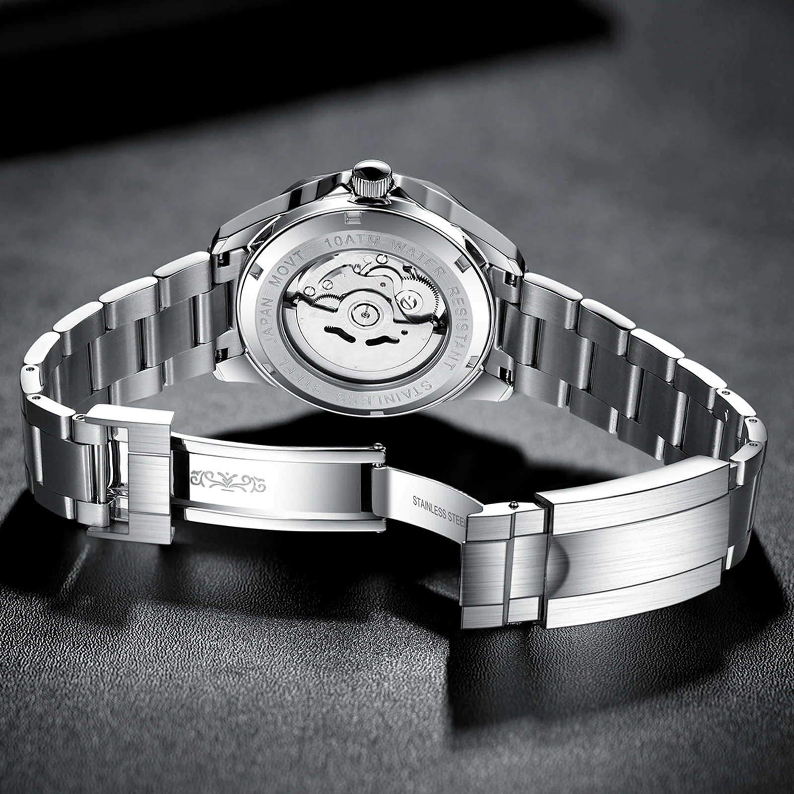 High Quality No Brand Man Stainless Steel 100M Waterproof Mechanical Fashion Watch