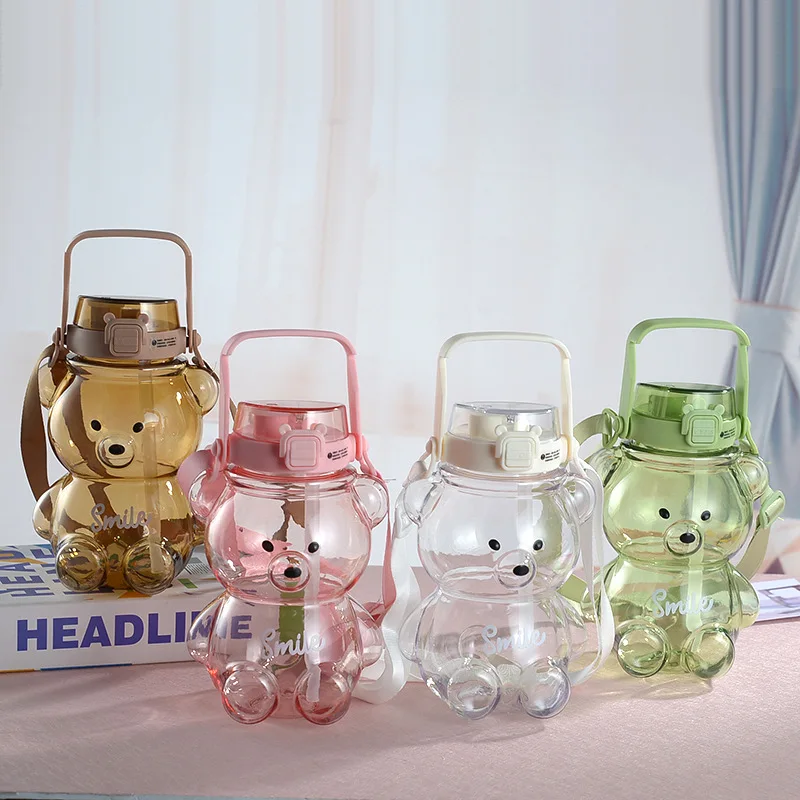 HYB ODM Botella Kids School Cute Bear Shape Plastic Water Bottle