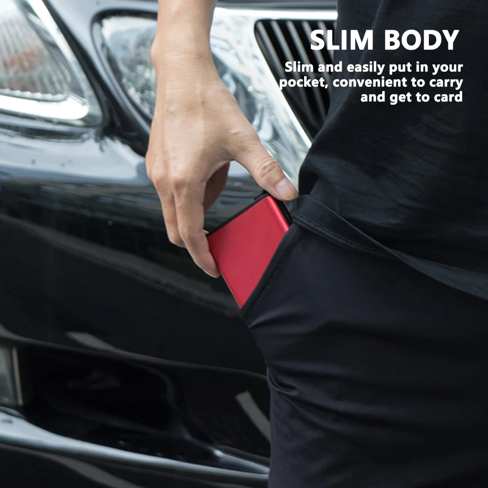 RFID Blocking Card Holder Wallet with Money Clip Slim Secure and Crush Resistant Minimalist Money Clip for Coin Key U Disk