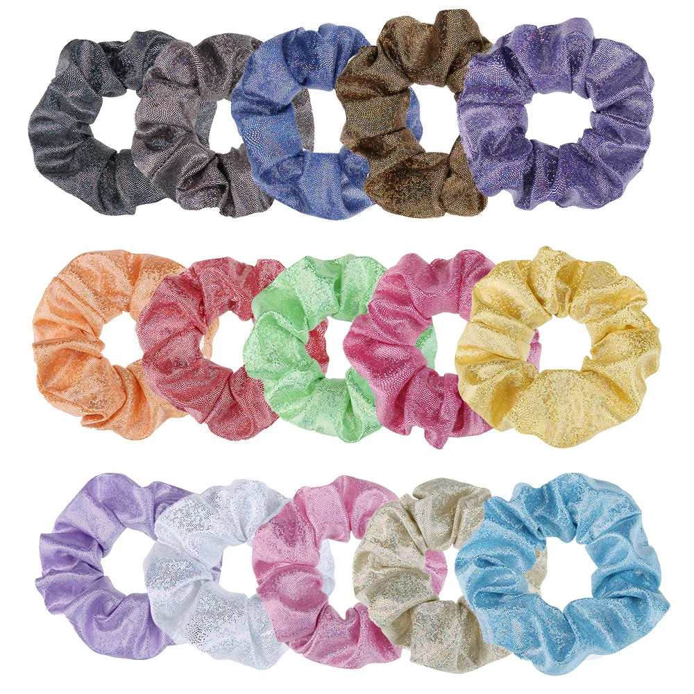 Glitter Lady Hair Scrunchies Ring Elastic Hair Bands Pure Color Bobble Sports Dance Soft Charm Scrunchie Hairband