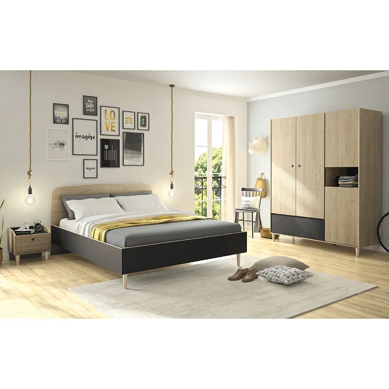 NOVA 20MAA007 Couple Queen Size Bed Melamine Bedroom Sets With Round Headboard