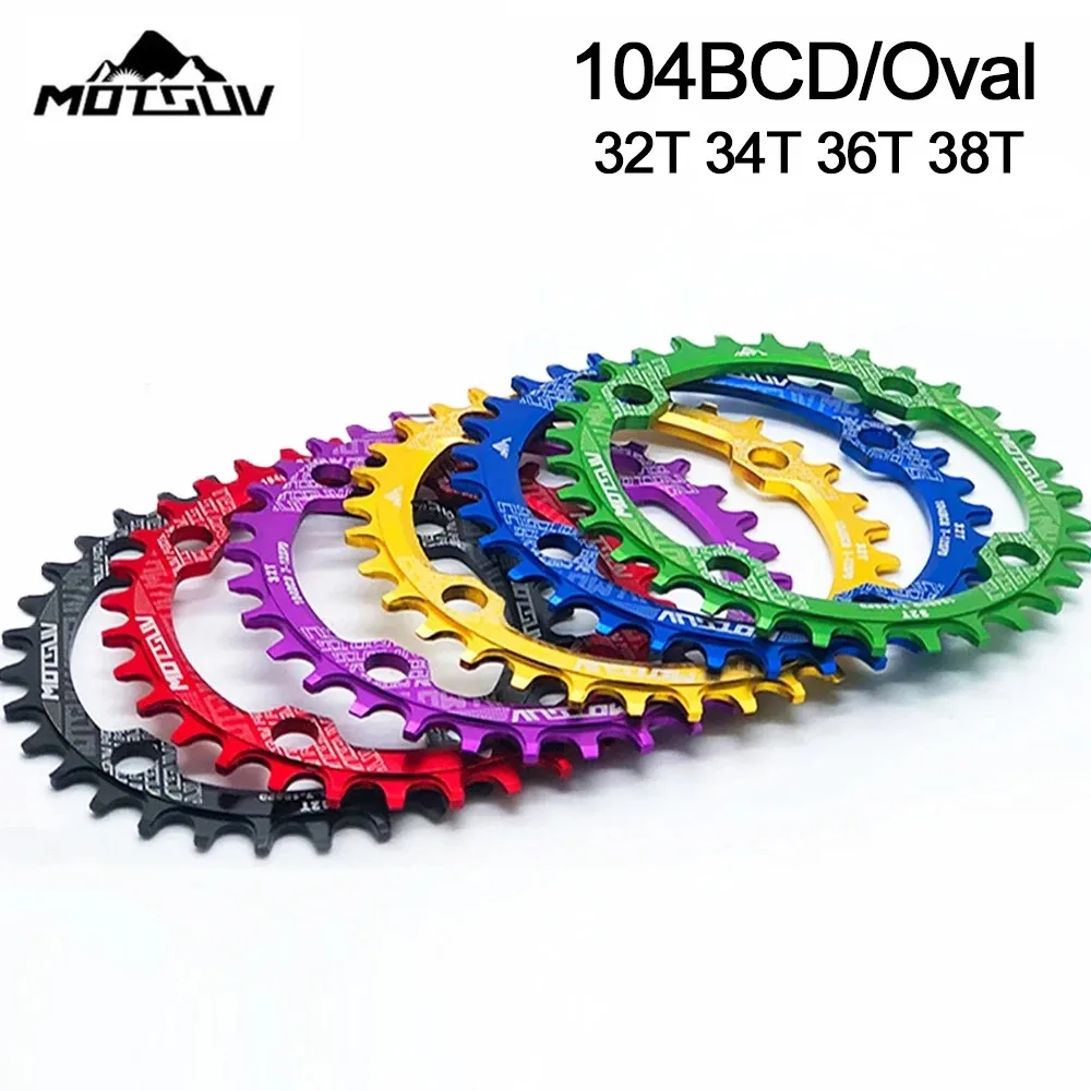Oval Chainring 104BCD For Shimano MTB Bike Bicycle Chain Ring 32T 34T 36T 38T Ultralight Tooth Plate Chainwheel 104 BCD