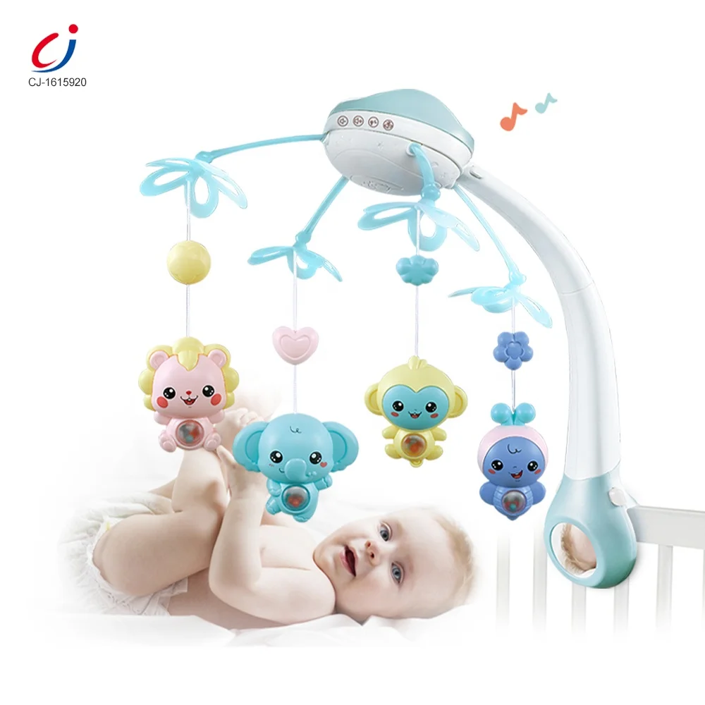 
Eco-friendly plastic projection rotation phone control night light bed bell toy baby mobiles 
