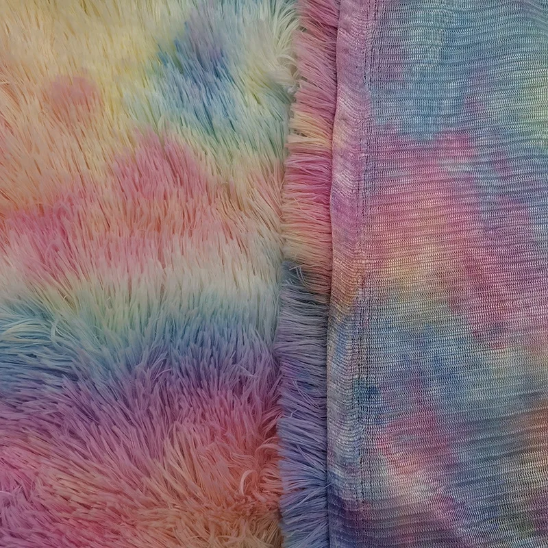 New Spot 40 Hair Colorful Plush rainbow PV Wool Tie Dye Hai Pai Fur Toys Home Pet Supplies Fabric