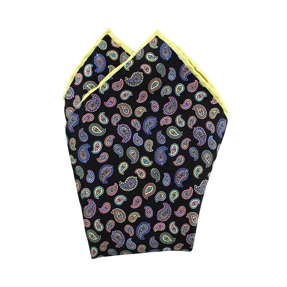 China Wholesale Women Girls Bag Bandanas Hair Wrap Custom Printing 100% Silk Crepe Satin Small 53CM Paisley Square Scarf