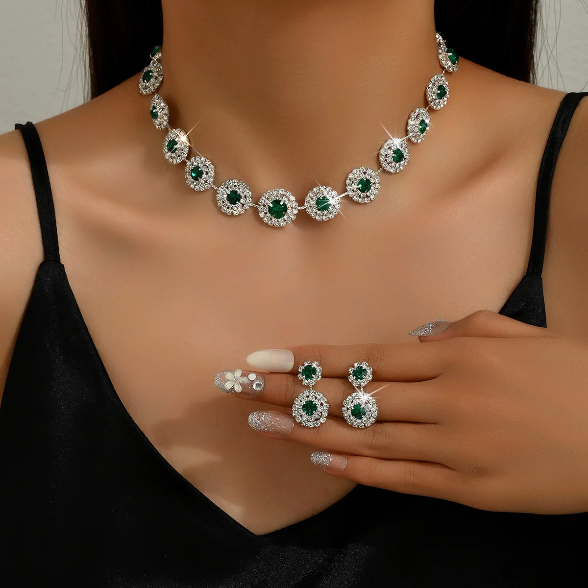 Luxurious White Cubic Zirconia Jewelry Sets for Brides
