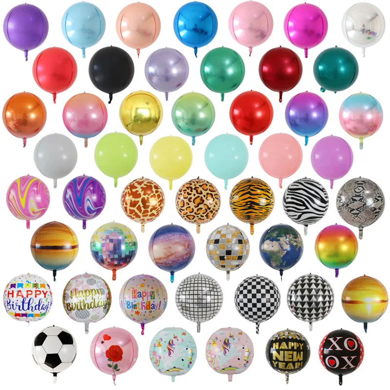 
Top Selling 22inch 4D Round Shape Metallic Foil Balloon For Wedding Party Decoration 