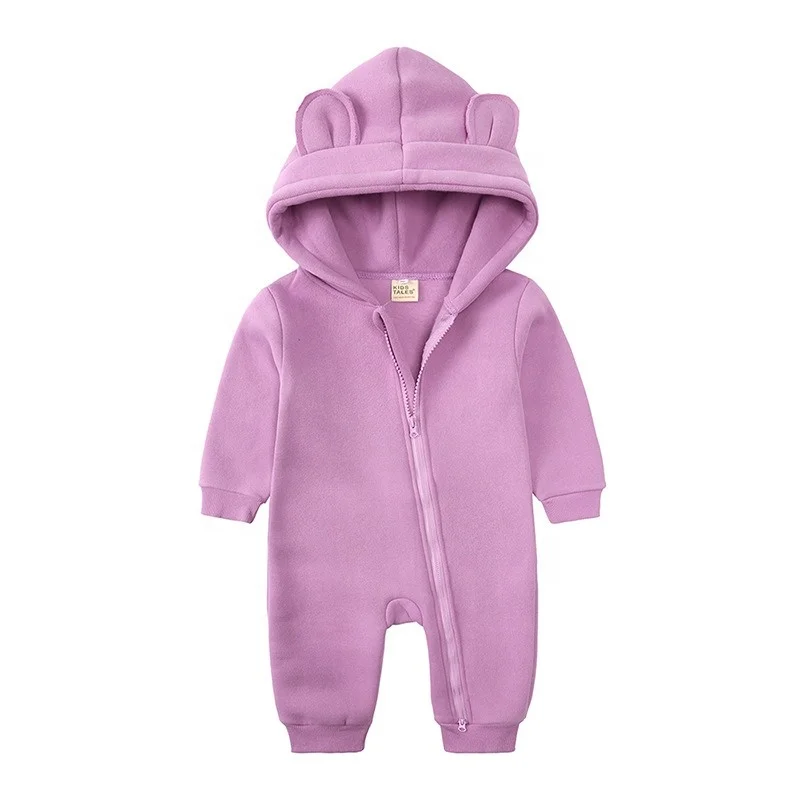 infant organic cotton hoodie romper toddler zipper Baby Clothes baby fleece romper Long sleeve baby romper hoddies for girls