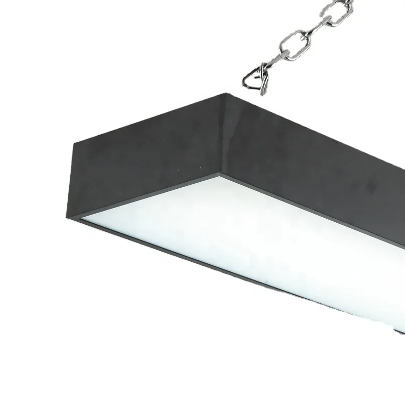 38w T8 white black long rectangular suspension pendant tube aluminum linear high lumen tri-proof light