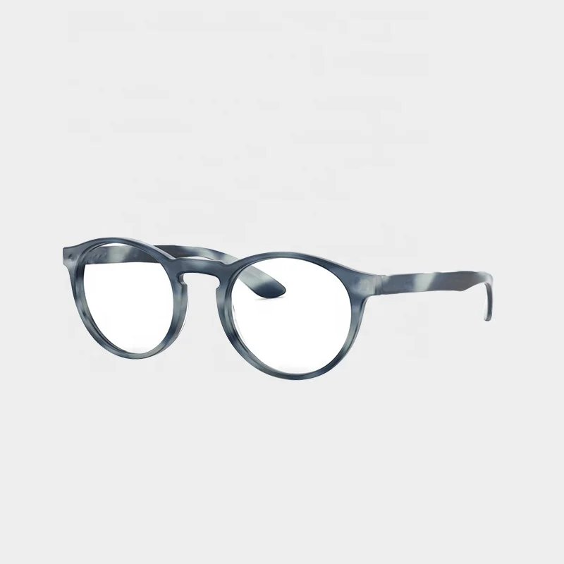 Custom classic small round front Mazzucchelli acetate frame blue light filter computer glasses for Zeiss lens
