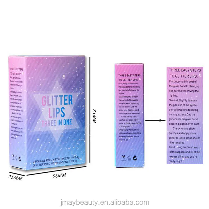 12 Colors Shiny Lipgloss Powder Clear Glitter Lip Glue 3 IN 1 Cosmetics Makeup Set Private Label Glitter Lipstick Kit