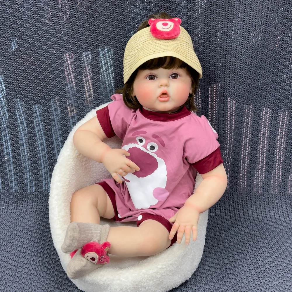 60CM Simulation Reborn Doll Eats Finger Baby Reborn Dolls Silicone Newborn Baby Girl Realistic