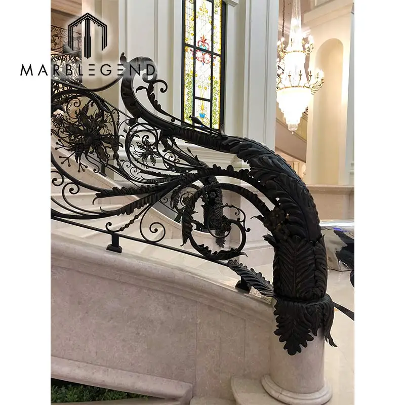 Traditional classic copper black handrail for luxury villa