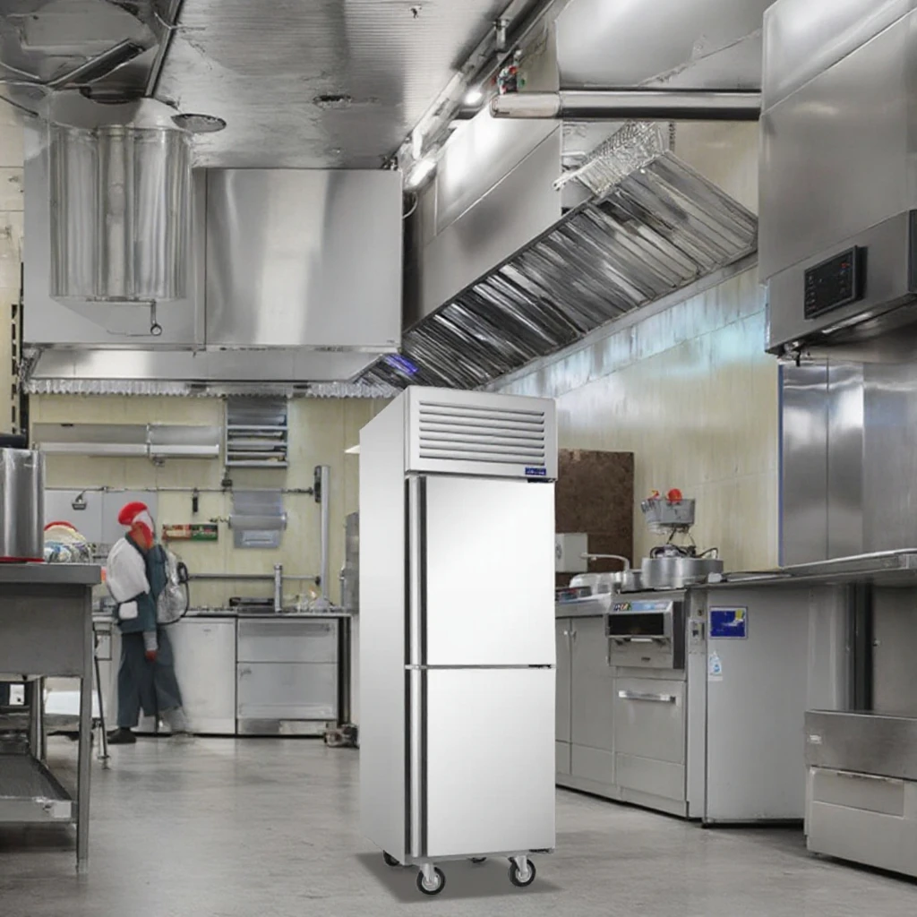 Hight Quality 500L Upright Freezer Double Door 304 Stainless Steel Commercial Upright Chiller Refrigerator