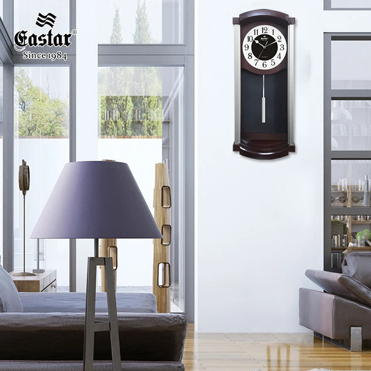 European style living room metal clock face rectangular plastic swing fashion wall clock