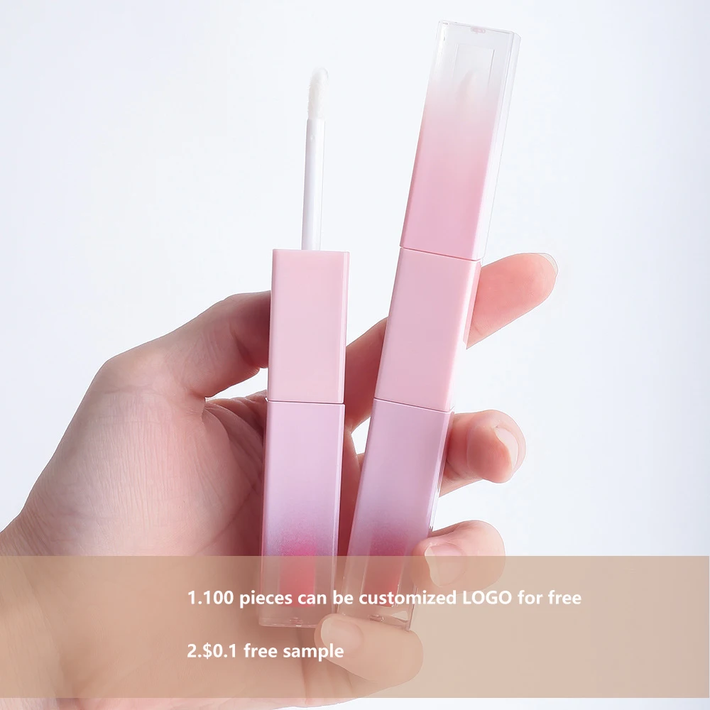 Custom logo free samples cosmetics 2 in 1 pink lip oil liquid lip gloss kits lip tint business wholesale private label lipgloss