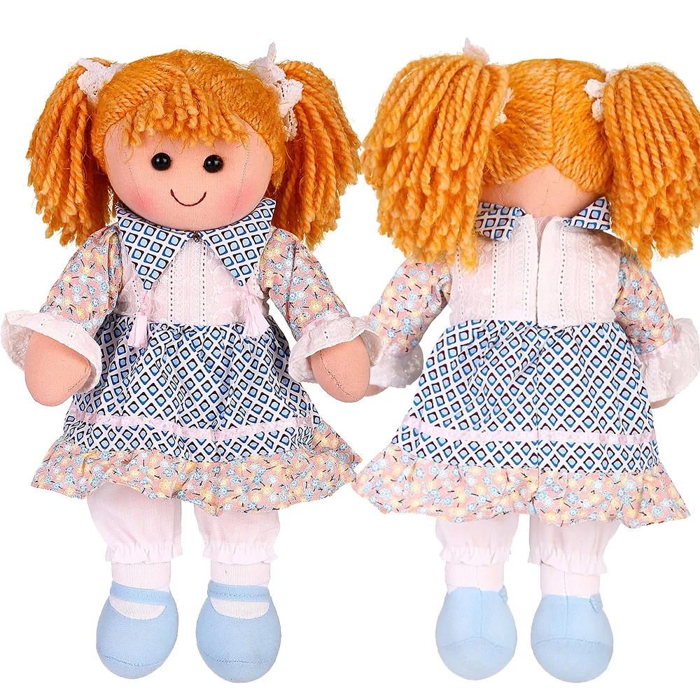 Lovely Girls Cartoon Rag Baby Dolls Toys Wholesale Cheap Soft Handmade Cotton Rag Dolls For Kids
