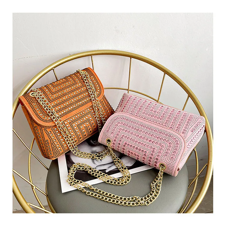 2024 new fashion rivet personality small fragrance style one shoulder ladies crossbody small square messenger bag