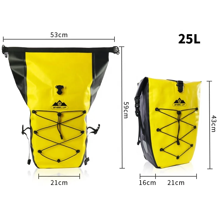 WHEEL UP PVC 25L Waterproof Cycling Rack Panniers Bicycle Travel Pannier Bag