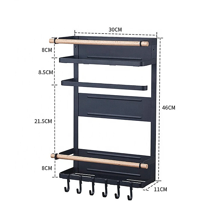 
Refrigerator Organizer Magnetic Kitchen Holder With Hook Metal Shelf Storage Hanger Magnet Spice Rack Kitchen Storage Holders 