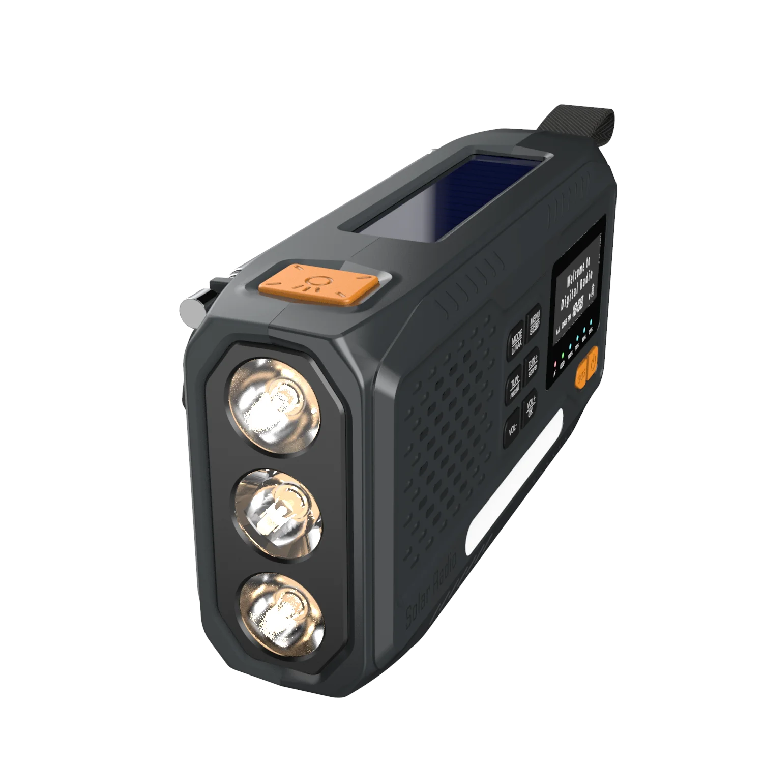 2000mAh Portable Power Bank Smart Phone Charr Emerncy Hand Crank DAB Radio LED Flashlight DAB+/FM Speaker Made Plastic Material