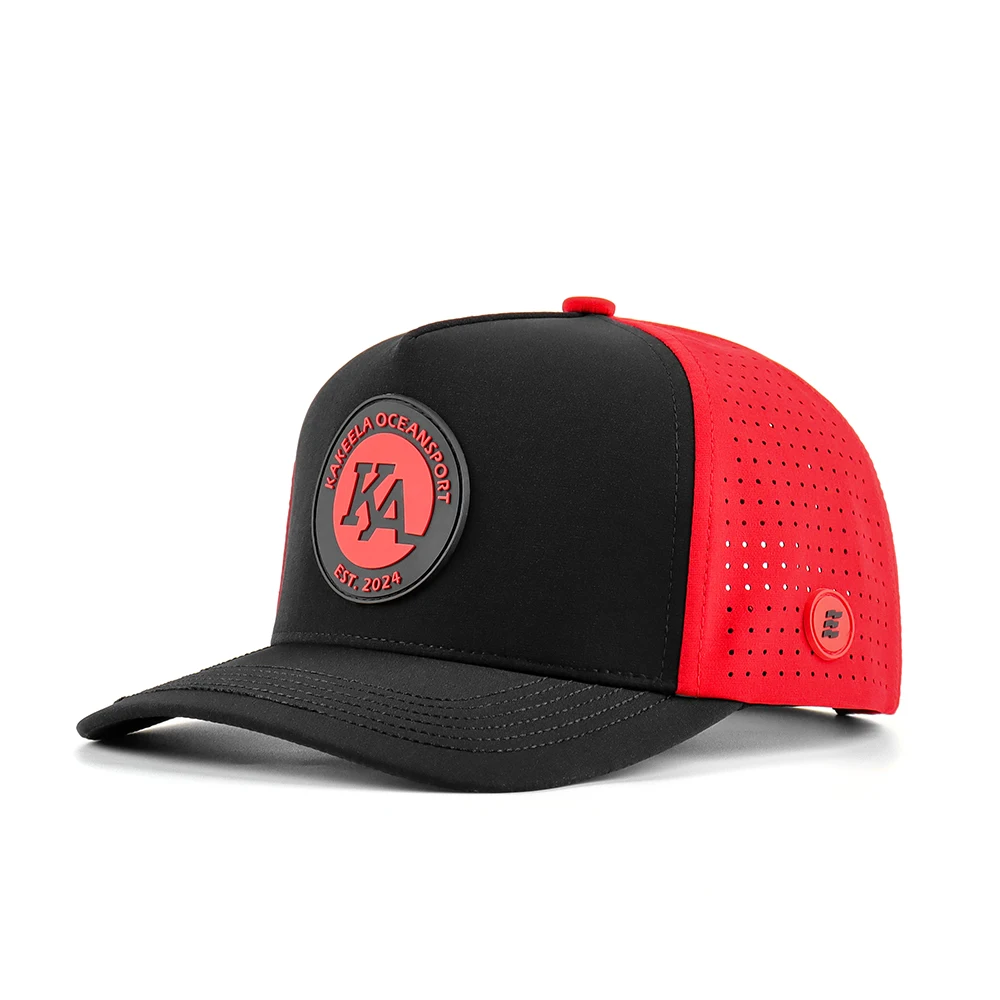 High Quality 5 Panel Rubber Pvc Logo Baseball Cap Wholesale Laser Cut Hole Breathable Waterproof Hat Dad Gorras