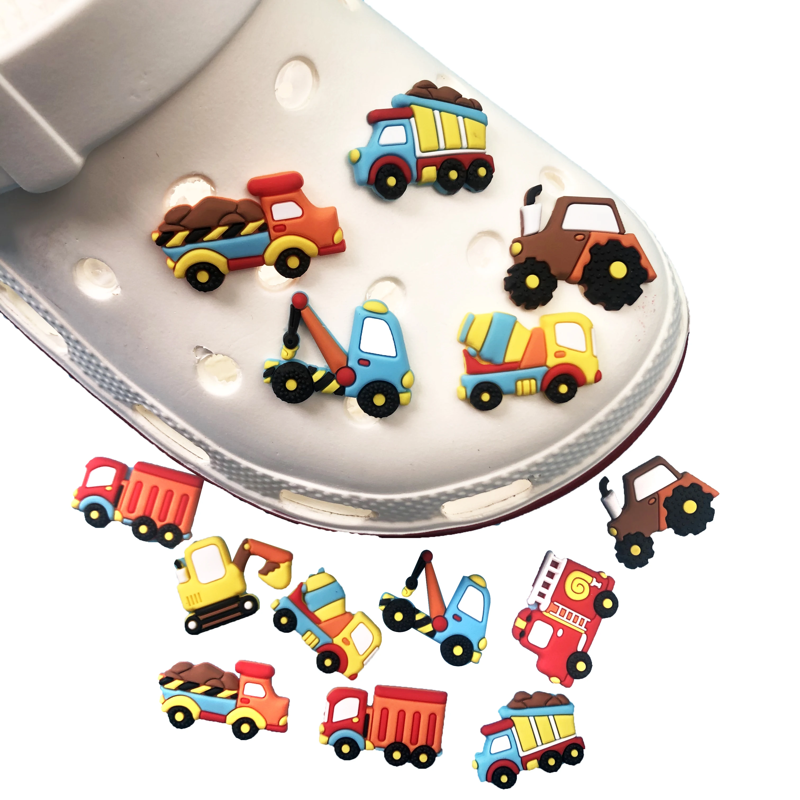 Hot wholesale construction truck custom shoes Charm Pvc soft shoes accessories Shoes Sandals Party gifts Birthday gifts