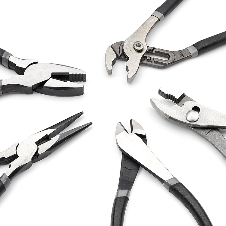 China manufacturer 5 in 1 stainless steel vise grip needle long nose cutting pliers hand tool combination set good tools