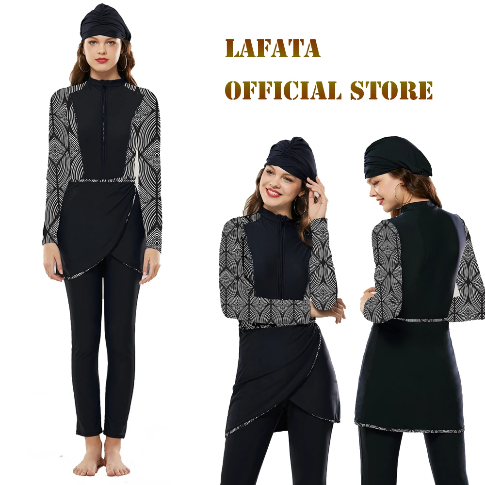 Женский Мусульманский купальник 4 предмета скромный с полным покрытием бикини хиджаб большого размера