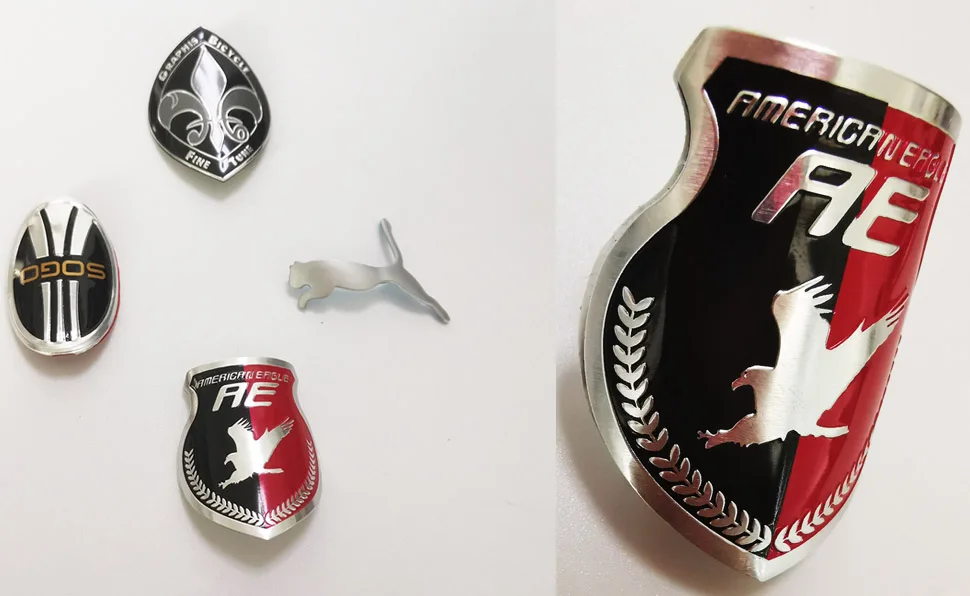 Professional Custom Top Quality Bike Head Emblems badge strong Adhesive embosed metal sticker for bicycle