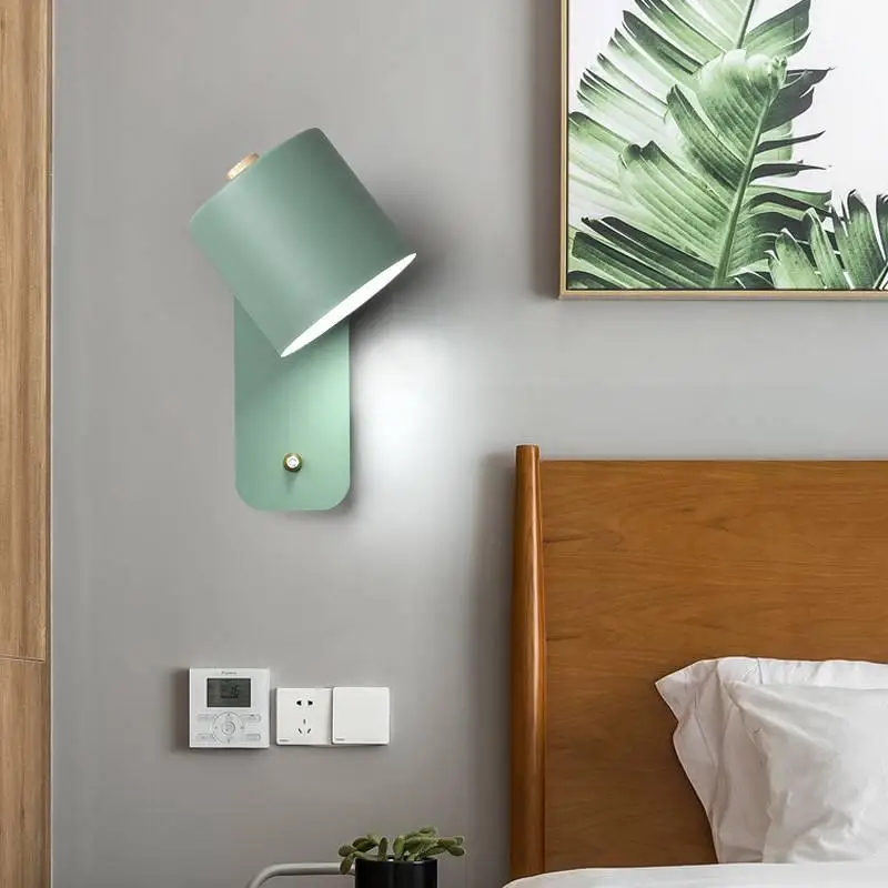 Modern interior bedroom living room bedside decoration wrought iron wall lamp light with switch wall light
