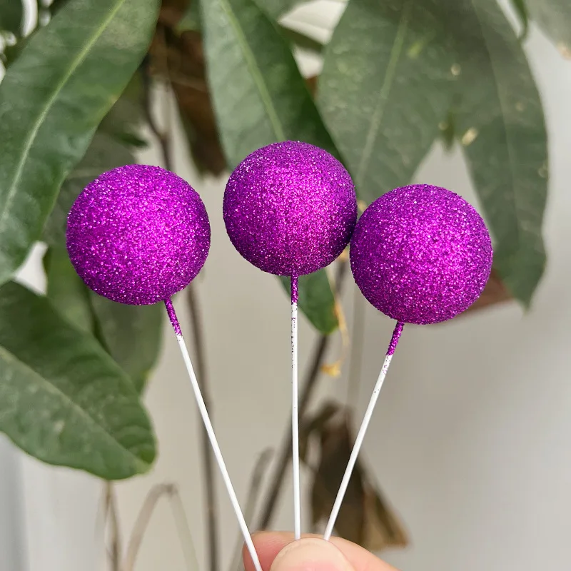 2/2.5/3/4cm Hot Selling Happy Birthday Stock Cake Ball Decorations  Popular Glitter Shiny Baking Balls Graduation cake toppers