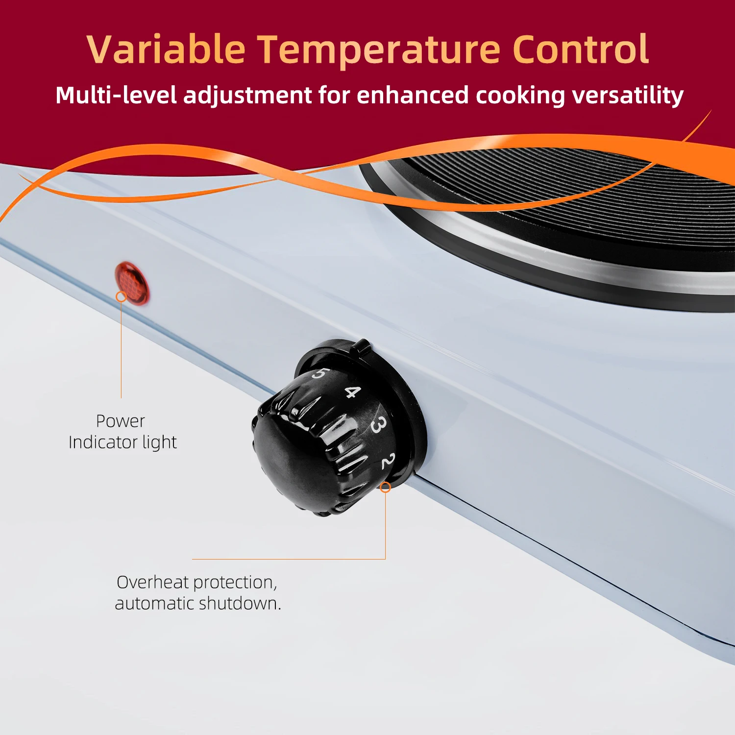 New Commercial 2500W Aluminum Alloy Heating 2 Plate Counter Top Electric Stoves Cooking Hot Plates Cooker Without Gas