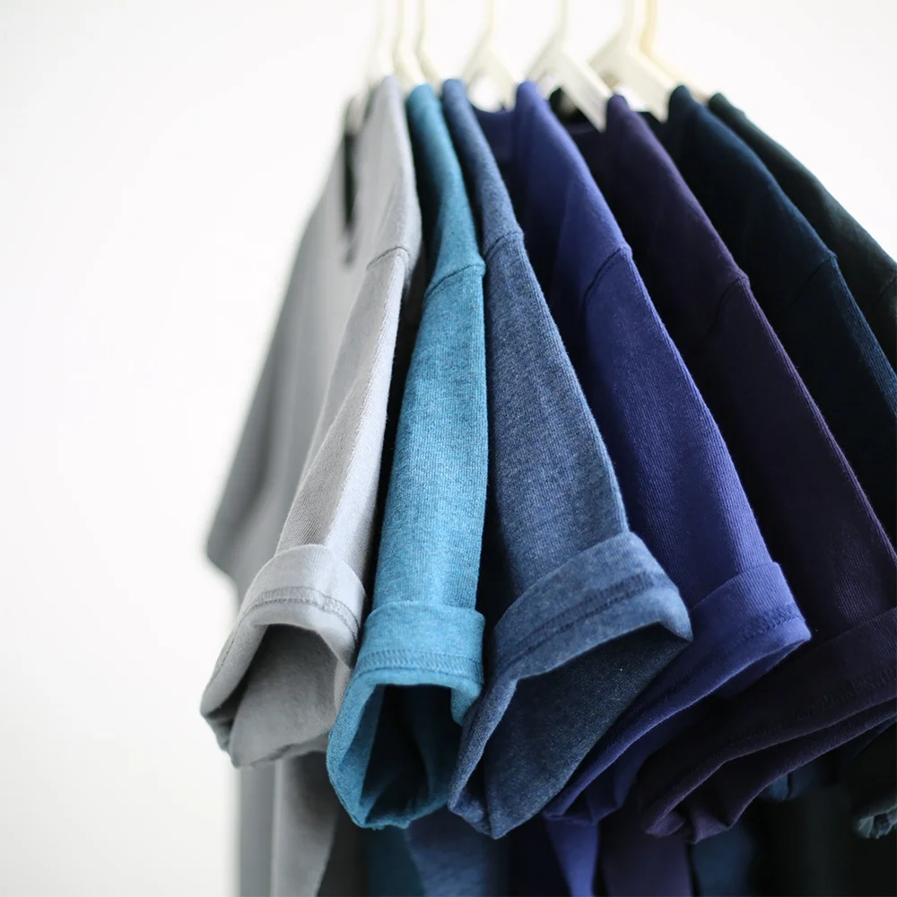 Blue 250g heavy solid Khaki round neck short sleeve T-shirt pure 100% cotton pepper salt simple T-shirt unisex custom tee shirt