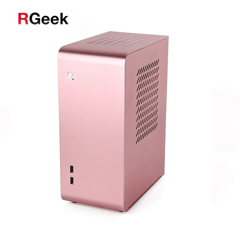 RGeek U110 новый пользовательский розовый золотой красный алюминий мини ITX маленький ПК Компьютер Корпус башня поддержка 4x3,5 'HDD и GPU
