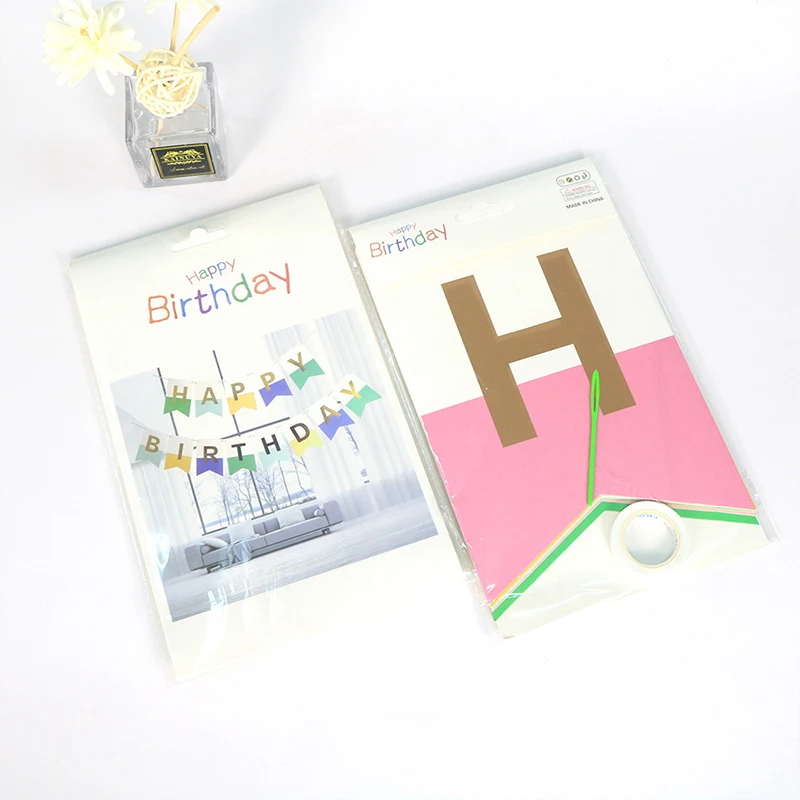 
2021 Happy birthday Paper Flag Kids Children Birthday Party Banner Hang Pennant Banner Decor Supplies Flags Party Supplies 