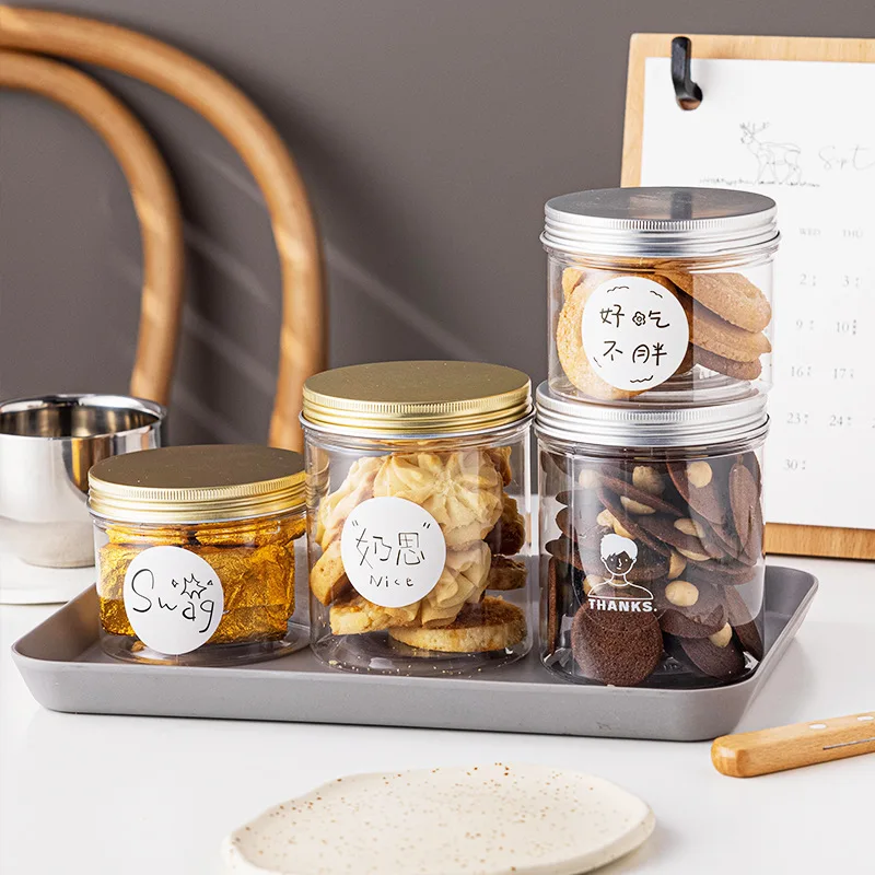 wholesale food grade clear Transparent wide mouth food body butter lips cosmetic containers plastic PET jar with aluminum Lid