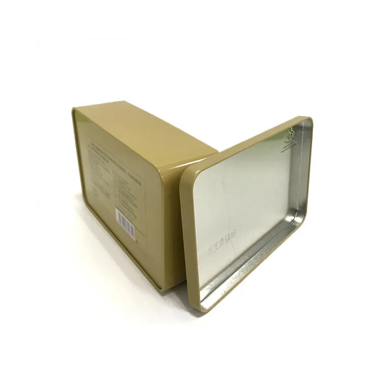 Custom  Recgangle Metal Box Powder Tin Box Food Grade Metal Tin Box