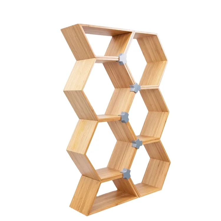 BAMBKIN Hexagonal book rack design Book shelves livingroomstorage shelf bamboo book shelf