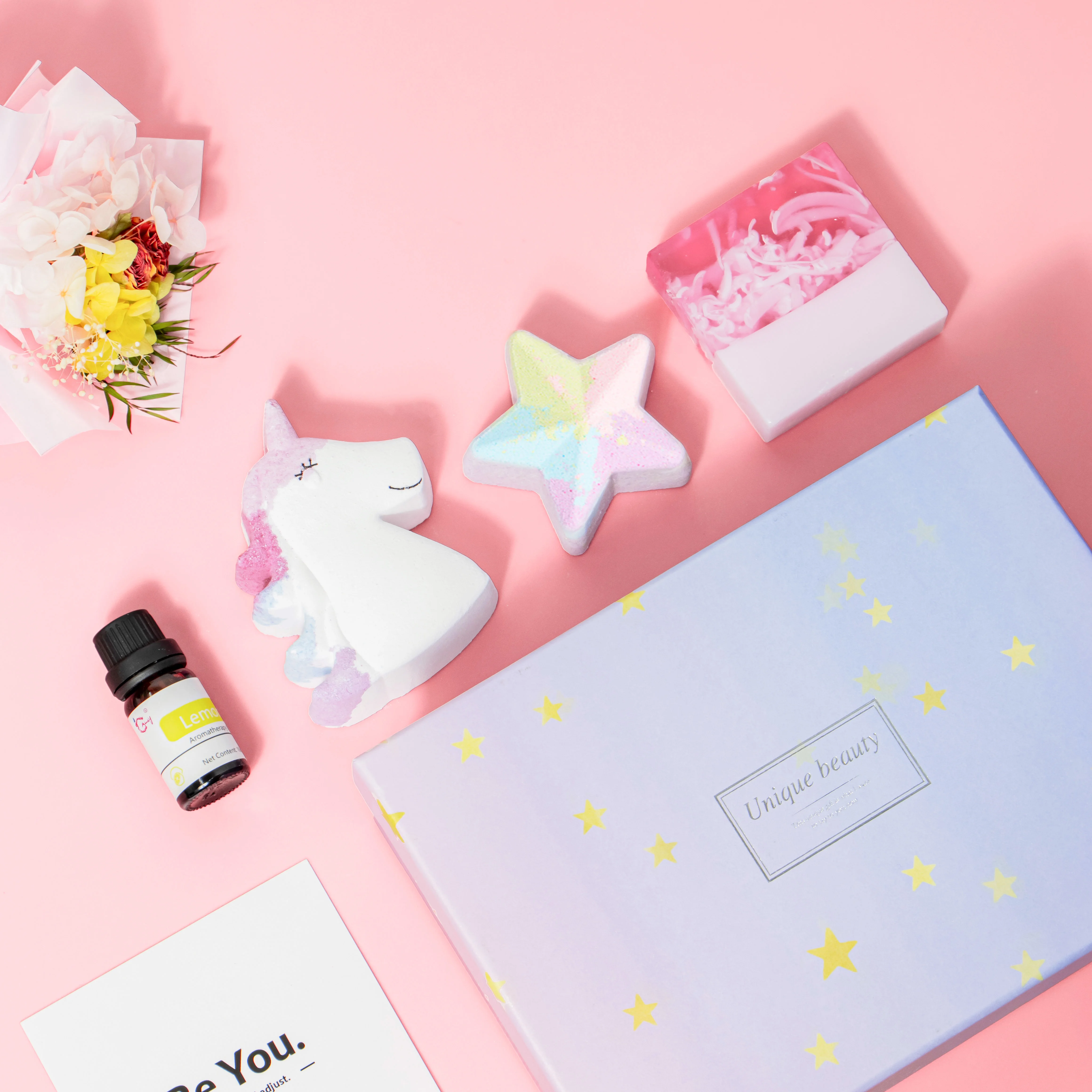 Shower Bath Salt Bombs Gift Set With Luxury Bubble Star And Unicorn Bath Bomb Organic Aromatherapy Oil Facial Soap Gift Set