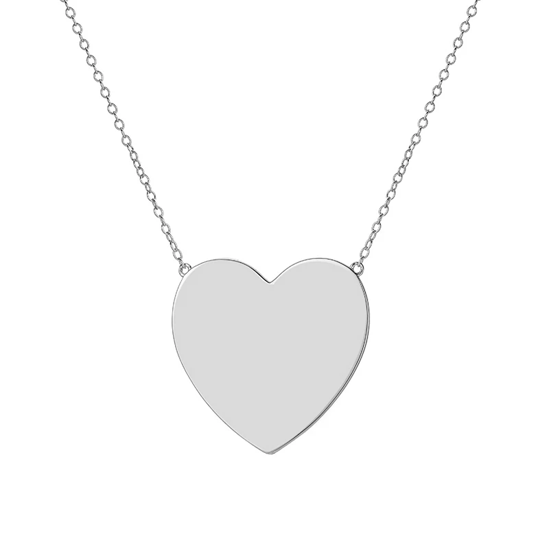 Gemnel minimalist jewelry best selling 925 silver polish finish gold plated large heart pendant necklace